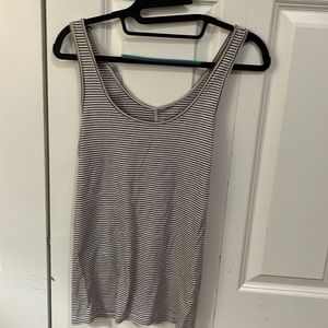 Black and White Striped Stretchy Tank Top L